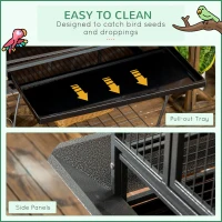 PawHut 66" Bird Cage Parrot Cage for Conures, Cockatiels, Parrotlet with Play Top, Rolling Stand, Pull Out Tray, Storage Shelf(m-6)