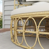 Outsunny Patio Furniture Set, Round Outdoor Daybed with Retractable Canopy(m-8)