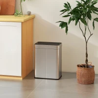 HOMCOM 13.2 Gallon (50 L) Sensor Can, Garbage Can with Soft-Close Butterfly Lid, Fingerprint-Proof Stainless Steel, Silver(m-1)
