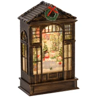 HOMCOM Musical Snow Globe with Lights, Christmas Snow Globe Lantern with Swirling Glitter for Holiday Party Gift, Bronze(m-9)