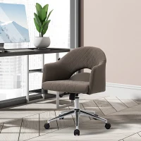 Vinsetto Mid Back Home Office Chair, Computer Desk Chair with Adjustable Height and Padded Seat, Brown(m-9)