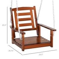 Outsunny Front Porch Swing, Hanging Patio Swing, Outdoor Swing Bench with Pine Wood Frame and Hanging Chains for Garden and Yard(m-3)