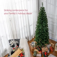 HOMCOM 6 FT Artificial Christmas Tree Pencil Xmas Tree with Stand, 618 Tips, Holiday Home Indoor Decoration for Party, Green(m-4)