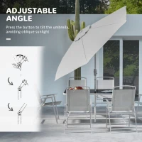 Outsunny 8 Piece Patio Set with Umbrella, 6 Folding Chairs, Rectangle Table, Outdoor Dining Set for 6 with Mesh Seat, Grey(m-6)