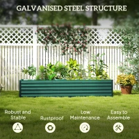 Outsunny 8 x 1.3 x 1.5ft Galvanized Raised Garden Bed, Reinforced Outdoor Planter Box with Open Bottom, Green(m-5)