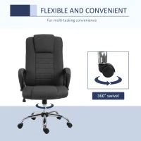 Vinsetto Ergonomic High Back Executive Office Chair, Rocking Swivel Linen Computer Desk Chair with Adjustable Height, Comfort Tilt Function, Padded Armrest, Headrest, Dark Grey(m-7)