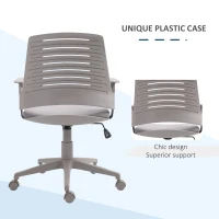 Vinsetto Mid Back Office Chair Computer Swivel Rolling Task Chair with Height Adjustable, Arm, Breathable Back, Grey(m-19)