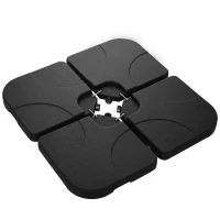 Outsunny 4 Piece Umbrella Base Stand w/ U Locking, 132 lb Capacity Water or 172 lb Capacity Sand, Black(m-2)