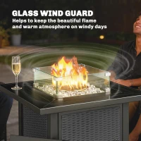 Outsunny 32" Propane Gas Fire Pit Table, 50,000 BTU Square Patio Table with Fire Pit, Wind Guard, Lid, CSA Certified, Black(m-7)