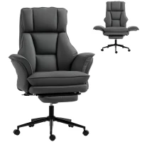 HOMCOM Cross Legged Office Chair w/ Footrest, 396 lbs Reclining Computer Desk Chair w/ High Back, Flip-up Armrests, Dark Gray(m-1)