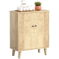 HOMCOM Storage Cabinet with Doors, Cupboard Organization with Shelf and Wood Legs, Storage Solution for Living Room, Bathroom(m-9)