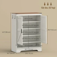 HOMCOM 5-Tier Shoe Storage Cabinet for 15 Pairs, Freestanding Farmhouse Shoe Cabinet, White(m-3)