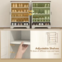 HOMCOM 5-Tier Shoe Storage Cabinet for 15 Pairs, Freestanding Farmhouse Shoe Cabinet, White(m-5)