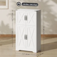 HOMCOM Farmhouse Kitchen Pantry, Freestanding Kitchen Pantry Storage Cabinet with Barn Doors and Adjustable Shelves, White(m-3)