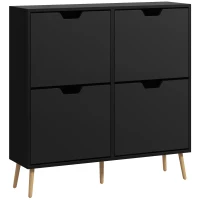 HOMCOM Shoe Storage Cabinet with 4 Flip Drawers and Adjustable Shelf, Shoe Cabinet for 8-16 Pairs of Shoes, Black(m-9)