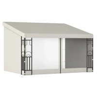 Outsunny 10' x 13' Wall Pergola, Outdoor Gazebo with 2 Curtains and 2 Nettings, UV Resistant, for Patio, Deck,  Beige(m-9)