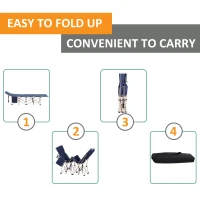 Outsunny Folding Camping Cots for Adults with Carry Bag, Side Pocket, Outdoor Portable Sleeping Bed, 330 lbs. Capacity, Blue(m-4)