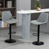 HOMCOM Adjustable Bar Stools Set of 2, Counter Height Barstools with Swivel Seat Round Steel Base and Footrest for Kitchen Counter Dining Room Pub, ‎Grey(m-11)