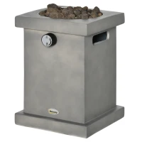 Outsunny Portable Outdoor Propane Fire Pit, Small Tabletop Fireplace, 10 Inch Square Gas Firebowl, 10,000 BTU, w/ Lava Rocks, CSA Certification, for Garden, Patio, Light Grey(m-11)