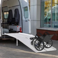 HOMCOM 8ft Wheelchair Ramp Foldable Portable Scooter Mobility Easy Access Carrier Ramp with Carrying Handle Aluminum Alloy(m-8)