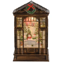 HOMCOM Musical Snow Globe with Lights, Christmas Snow Globe Lantern with Swirling Glitter for Holiday Party Gift, Bronze(m-2)