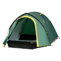 Outsunny 3-Person Camping Tent Backpacking Tent with Vestibule Area, Water-Fighting Polyester Rain Cover, & Mesh Windows, Yellow(m-1)