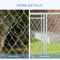 PawHut 9.2' x 8' x 5.6' Dog Kennel Outdoor for Medium and Large-Sized Dogs with Lockable Door, Silver(m-7)