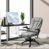 Vinsetto 6 Point Vibration Massage Office Chair with Heat, High Back Executive Office Chair with Padded Armrests, Microfiber Reclining Computer Chair, Gray(m-14)