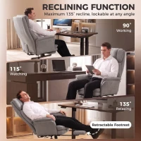 HOMCOM Cross Legged Office Chair with Footrest, 396 lbs Reclining Computer Desk Chair with High Back, Flip-up Armrests, Grey(m-6)