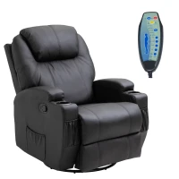 HOMCOM Faux Leather Heated Massage Recliner Chair with Remote - Black(m-1)