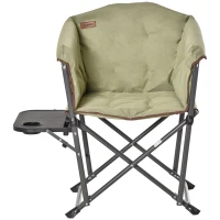 Outsunny Folding Camping Chair, Padded Director Chair with Side Table and Cup Holder, Portable for Picnic, Beach, Hiking, Travel, Green(m-11)