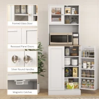 HOMCOM 66.5" Tall Kitchen Pantry Cabinet, Kitchen Hutch, Microwave Cabinet with Adjustable Shelves for Dining Room, White(m-7)