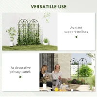 Outsunny Set of 2 Metal Garden Trellis, Decorative Trellis Panels, Bird Design, 120 x 50 cm, Black(m-6)