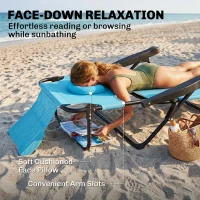 Outsunny Folding Lounge Chair w/ Reclining Back, Light Blue(m-4)