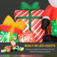 Outsunny 4.4' Inflatable Santa Claus and Gift Boxes w/ White LED Lights, Blow-Up Outdoor Display for Party(m-4)