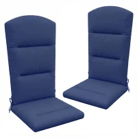 Outsunny Patio Chair Cushions for Adirondack Chair Replacement Cushions with Back and Ties, Set of 2, Navy Blue(m-9)