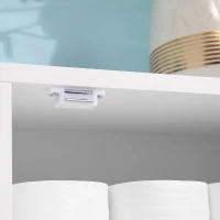 kleankin Over The Toilet Storage Shelf, Freestanding Bathroom Organizers Cabinet with Flip Up Door and Adjustable Shelves for Laundry Room, White(m-10)
