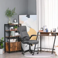 Vinsetto Ergonomic Office Chair Swivel High Back Computer Desk Chair with Adjustable Height Flip-Up Armrest, Comfy Thick Padded Cushions, Wheels, Grey(m-20)