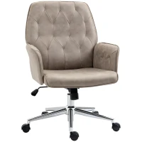 Vinsetto Microfiber Home Office Chair, Tufted Height Adjustable Computer Desk Chair with Swivel Wheels and Padded Armrests, Light Gray(m-1)