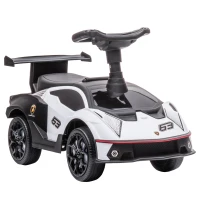 Aosom Ride on Push Car, Ride Racer, Foot-to-Floor Walking Sliding Car for Toddler with Under Seat Storage, Horn and Engine Sound, Steering Wheel, Aged 18-36 Months, White(m-1)