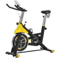 Soozier Stationary Exercise Bike, Indoor Cardio Workout Cycling Bike with Belt Drive Adjustable Resistance, Seat, Handlebar w/ LCD Display for Home Gym(m-11)