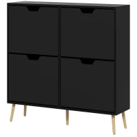 HOMCOM Shoe Storage Cabinet with 4 Flip Drawers and Adjustable Shelf, Shoe Cabinet for 8-16 Pairs of Shoes, Black(m-2)