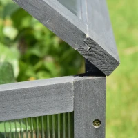 Outsunny Wooden Cold Frame Greenhouse, Mini Greenhouse with Polycarbonate Board and Solid Wood Frame, 39" x 26" x 16", Gray(m-9)
