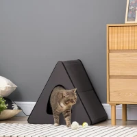 PawHut Heated Cat House A-Frame Pet Shelter with Zippered Water-resistant Roof for Indoor and Outdoor(m-10)