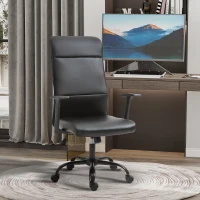 Vinsetto Morden High-Back Office Chair Faux Leather Rocking Swivel Computer Home Desk Chair with Adjustable Height, Metal Legs, Armrest, Wheels, Black(m-2)