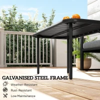 Outsunny Outdoor Coffee Table, All-Weather Rectangle Metal Patio Coffee Table with Slatted Tabletop for Outside(m-4)