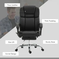 Vinsetto Massage Office Chair, Reclining Executive Office Chair with 6-Point Vibration, Footrest and High Back, Black(m-7)