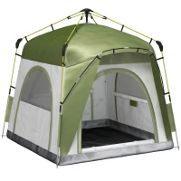 Outsunny Instant Automatic Camping Dome Tent Portable with 4 Doors and 4 Windows for 3 Person, Green(m-2)