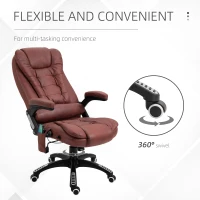 Vinsetto 6 Point Vibration Massage Office Chair with Heat, High Back Executive Office Chair with Padded Armrests, Microfiber Reclining Computer Chair, Red(m-19)