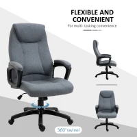 Vinsetto Fabric Home Office Chair, Computer Desk Chair with Tilt Function, Executive Chair with 360° Swivel, Adjustable Height, Padded Armrests and Headrest, Gray(m-8)